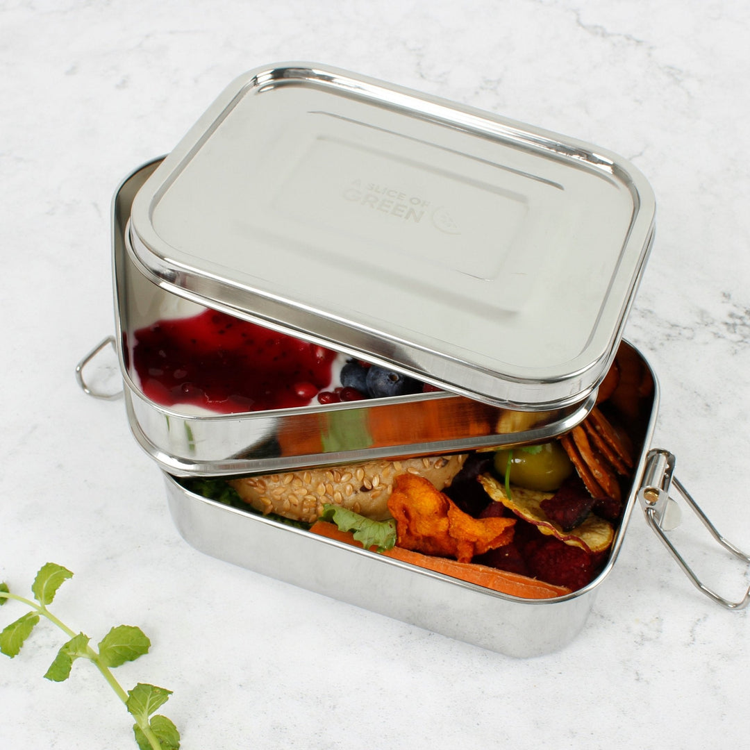 Buruni - Leak Resistant Two Tier Lunch Box - Green Tulip