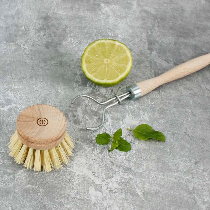 Dish Brush Head - Plant Based Bristles - Green Tulip