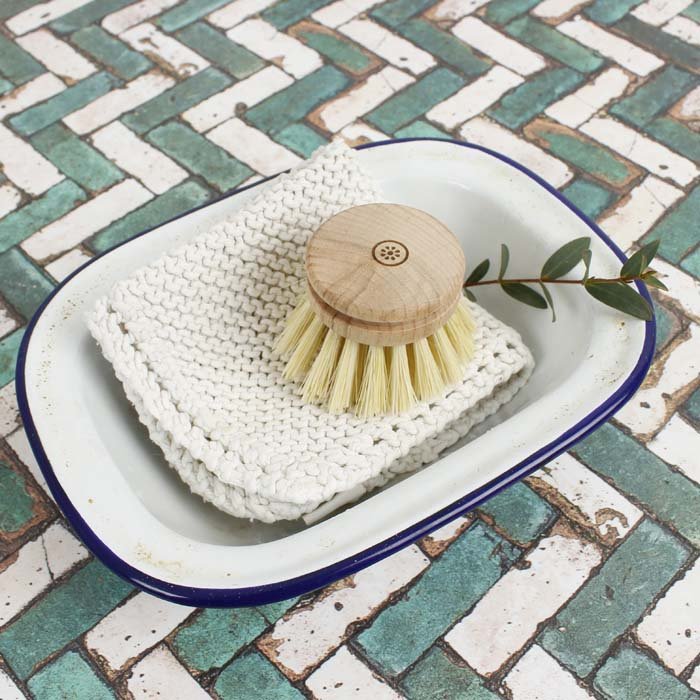 Dish Brush Head - Plant Based Bristles - Green Tulip