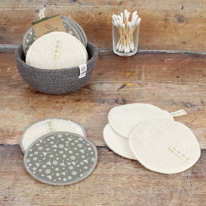 Large Organic Cotton Facial Pads - Meadow - Pack of 5 - Green Tulip