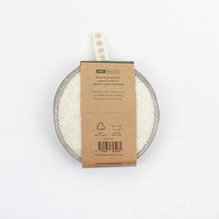 Large Organic Cotton Facial Pads - Meadow - Pack of 5 - Green Tulip