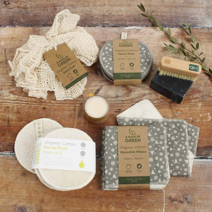 Large Organic Cotton Facial Pads - Meadow - Pack of 5 - Green Tulip