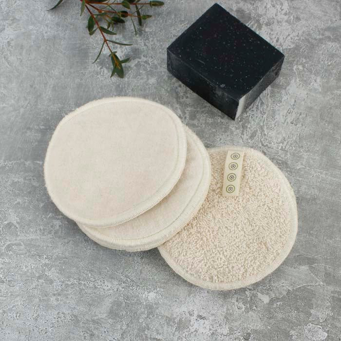 Large Organic Cotton Facial Pads - Velvet - Pack of 5 - Green Tulip