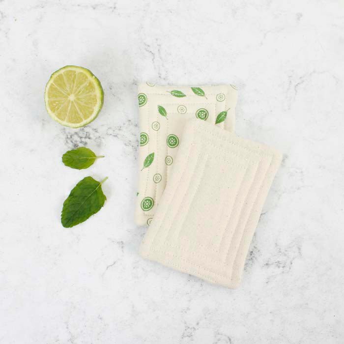 Organic Cotton 'Smooth' Unsponge - Mint Leaf - Pack of 2 - Green Tulip