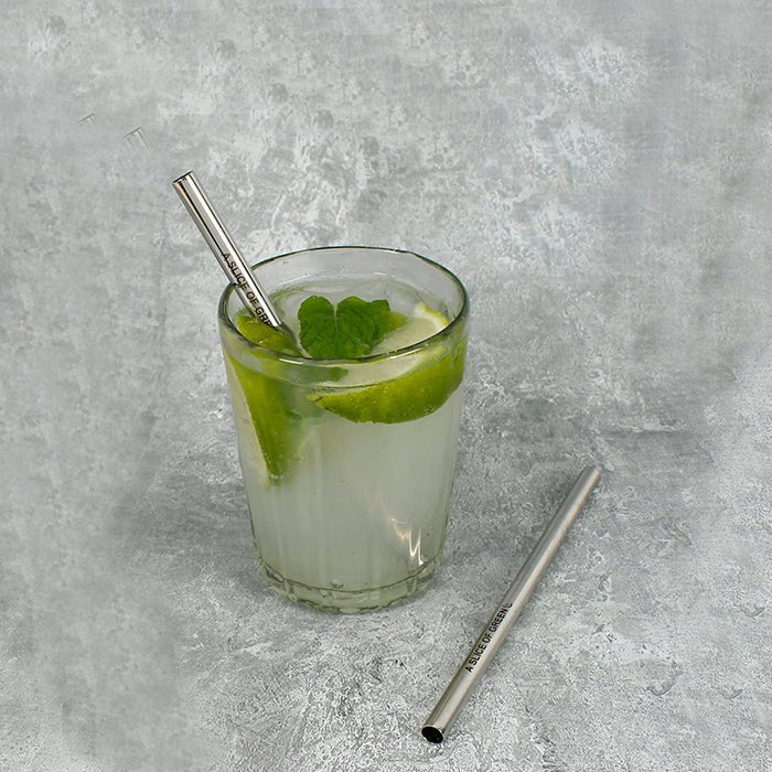 Stainless Steel Short Straw - Green Tulip