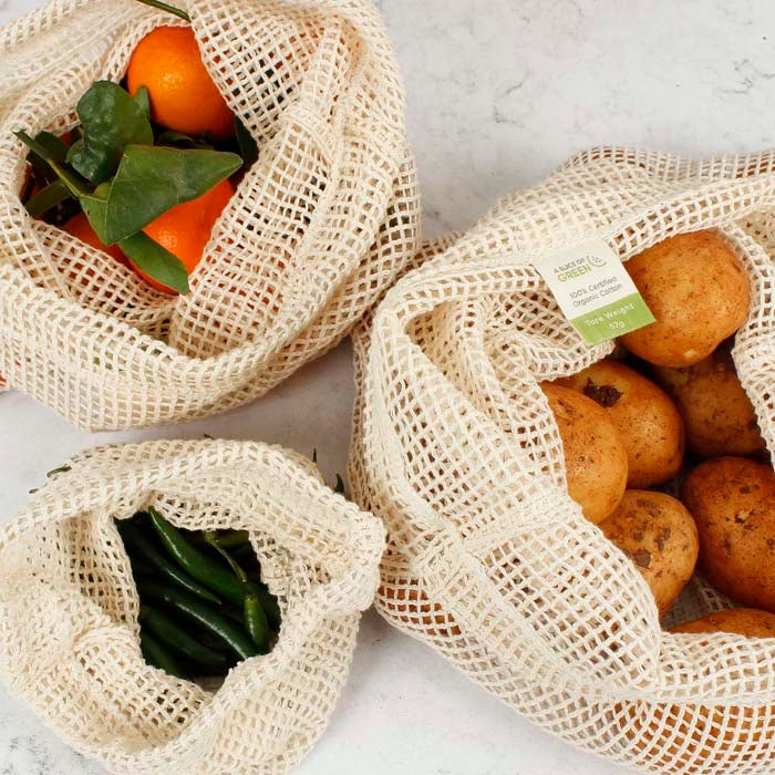 A Slice of Green Organic Mesh Cotton Produce Bag 3 Bag Variety