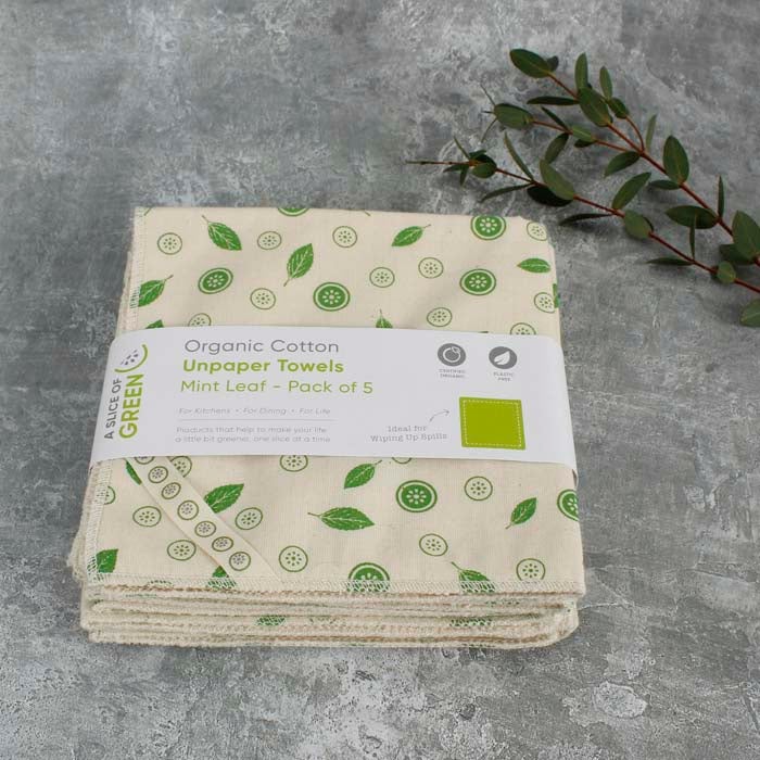 Organic Cotton Unpaper Towels - Mint Leaf - Pack of 5