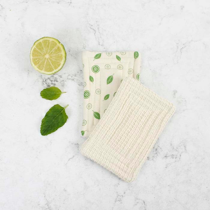 *NQP* Organic Cotton 'Scrub' Unsponge - Mint Leaf - Pack of 2