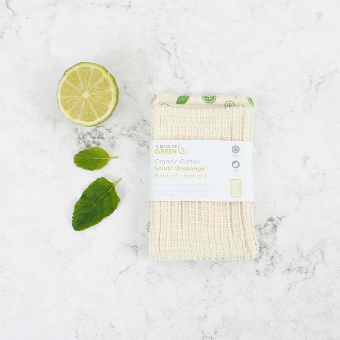 *NQP* Organic Cotton 'Scrub' Unsponge - Mint Leaf - Pack of 2