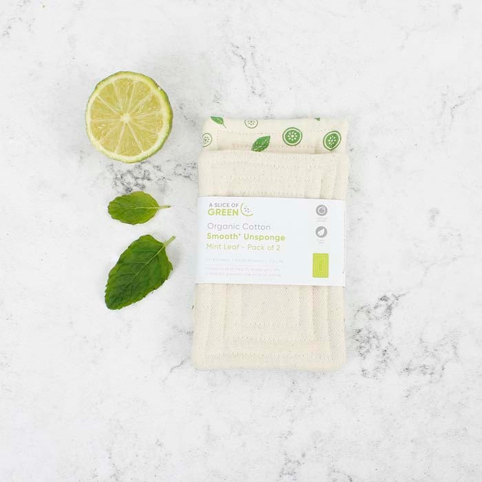 *NQP* Organic Cotton 'Smooth' Unsponge - Mint Leaf - Pack of 2